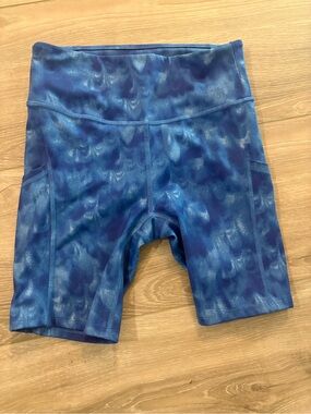all in motion Women's Blue Tie-Dye High-Waist Bike Shorts